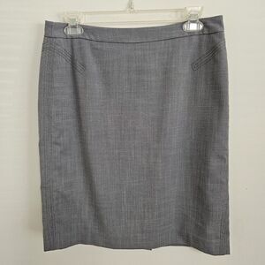 Ann Taylor Loft,Gray Heathered Straight Skirt Womens 6 Pleated Back LNC